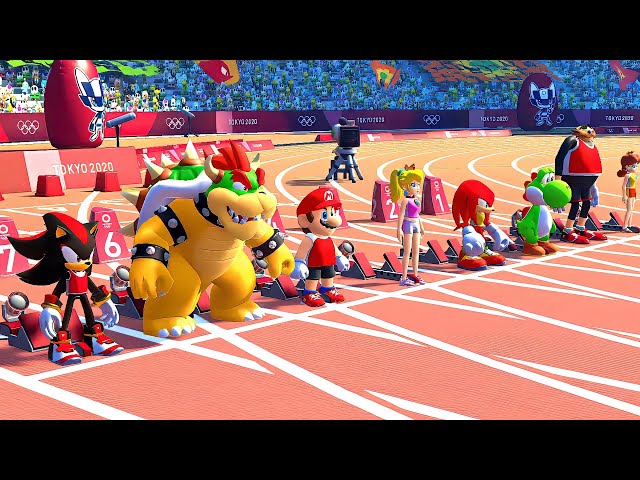 Unbelievable 100m Race (All Characters) in Mario & Sonic at the Olympic Games Tokyo 2020