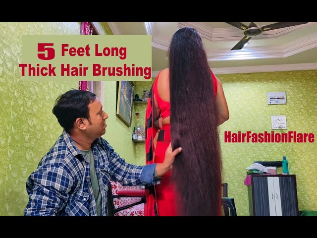 5 Feet Long Thick Hair Brushing | Indian Long Hair Beauty