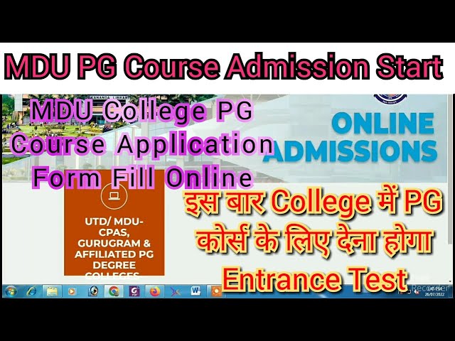 MDU PG Admission Online Form Fill Up | MDU Rohtak College PG Form Kaise Bhare | MDU PG Admission