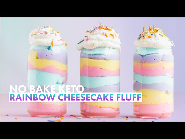 Quick KETO Rainbow CHEESECAKE FLUFF Recipe | NO BAKE Mousse | Easy SUGAR FREE Dessert