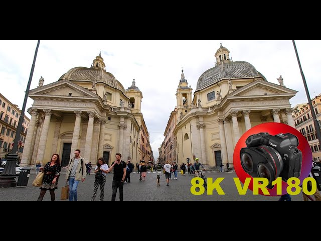 PIAZZA DEL POPOLO people enjoying a walk before spring rain ROME ITALY 8K 4K VR180 3D Travel