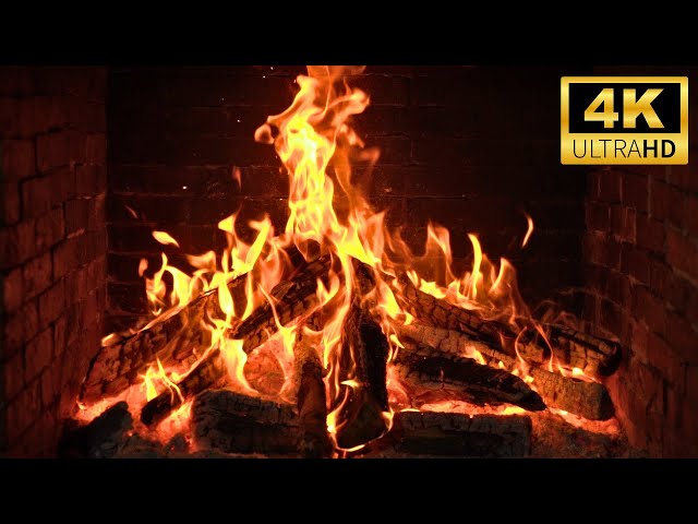 Grand Fireplace with Crackling Fire Sounds | 4K Screen Saver Magic, Fogata 4K, Screensaver 4K