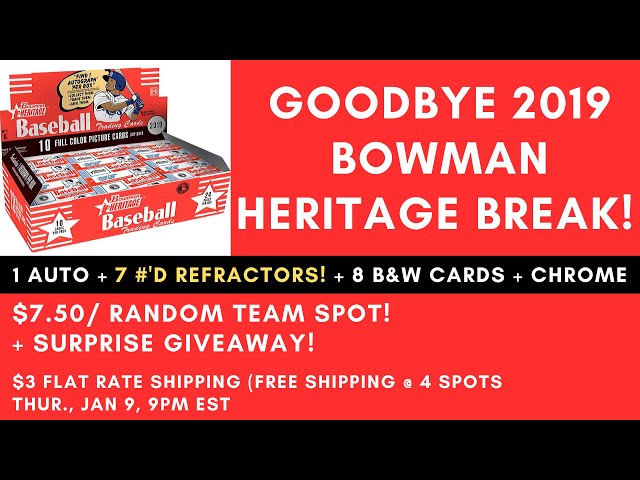 Thursday Night Break Preview! Bowman Heritage! 7 #'d Color Chrome/1 Auto/8 B&W Cards + Giveaway!