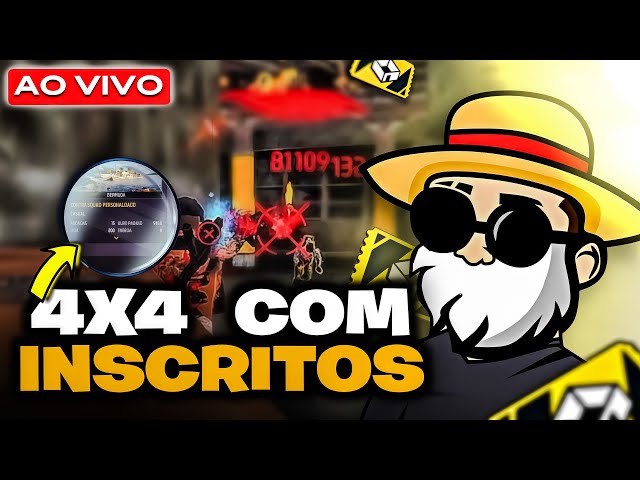 FREE FIRE - AO VIVO 🔥 SALA PERSONALIZADA 🔥4X4 🔥COM INSCRITOS!! ❤️ #14 APOSTO