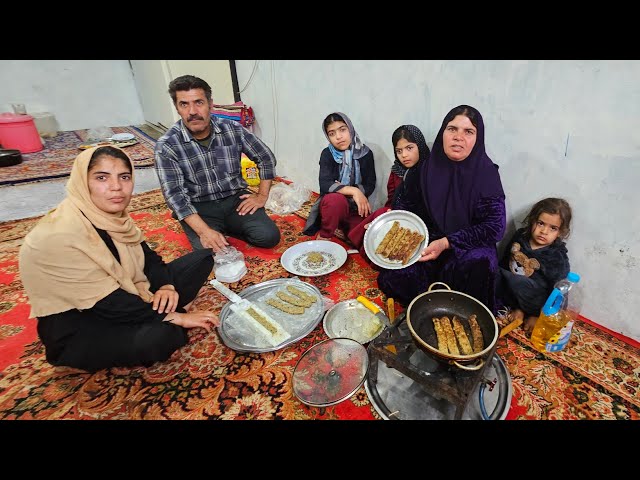 Making Delicious Kabob Kubideh with Enthusiasm by Mrs. Farideh and Her Children**