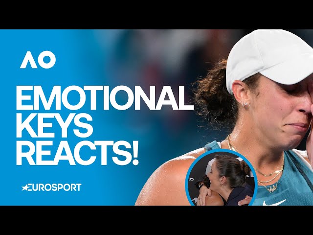 EMOTIONAL Madison Keys reacts after shocking five-time Grand Slam champion Iga Swiatek 😭 #AusOpen