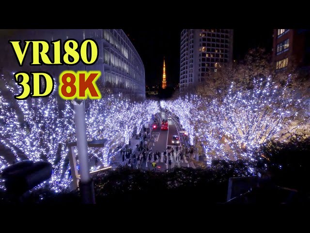 [8K VR180 3D ] 東京クリスマスイルミネーション：六本木けやき坂 Tokyo Roppongi Hills 'Keyaki zaka'  Christmas Illuminations