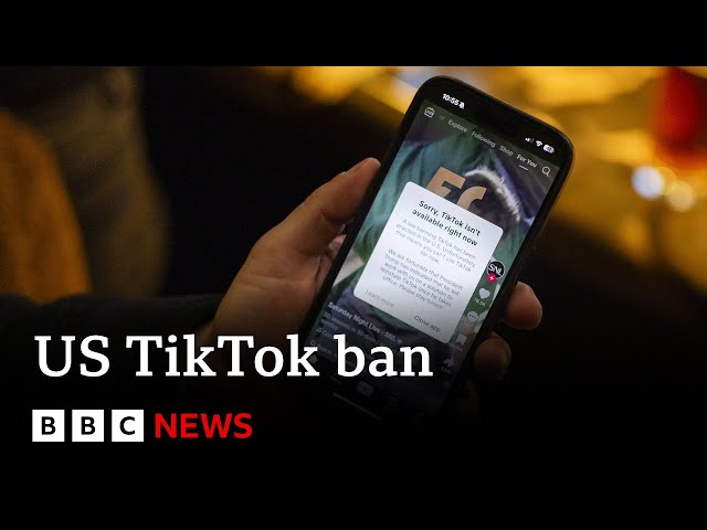 TikTok goes offline in US hours before ban due to come in | BBC News