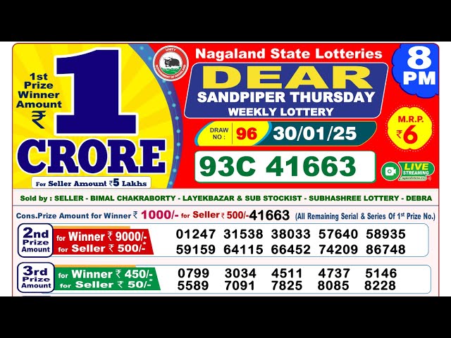 🔴Lottery Sambad Today 08:00pm 30/01/25 Night Dear Lottery Result Pdf Download