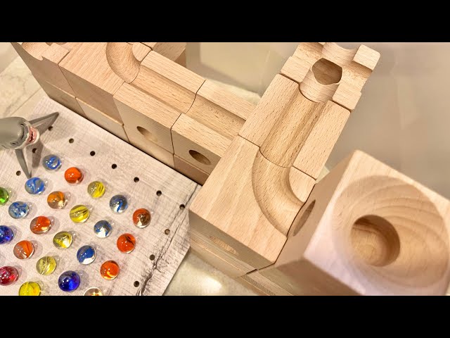 【marble run asmr】マーブルラン　サメ🦈　wooden blocks ✨cuboro standard✨  #marblemom