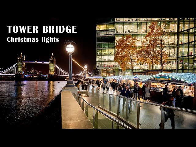 Tower Bridge Christmas Lights 🎄London Christmas Lights Walk 2023