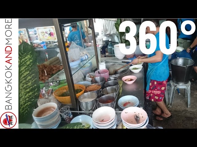 360° Bangkok Street Food Stall at Pratunam Pier - Recorded with Ricoh Theta S #360