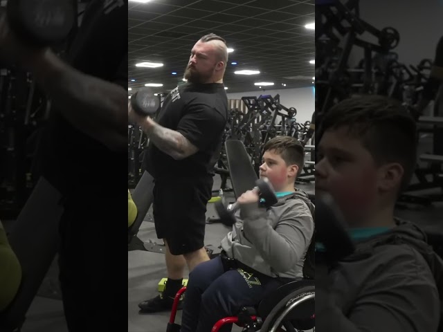 Eddie Hall Gives Gym Tips To Make A Wish Kid