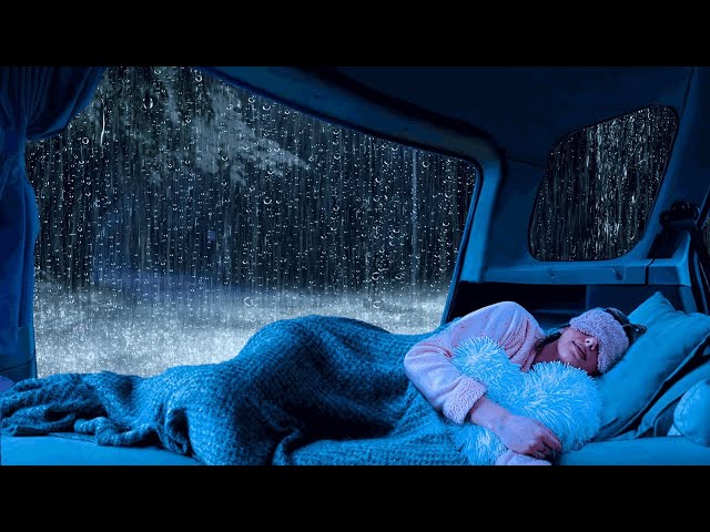 Sounds Rain and Thunder on Cozy Car ⚡ Best Insomnia Therapy, Relax for Deep Sleep, White Noise