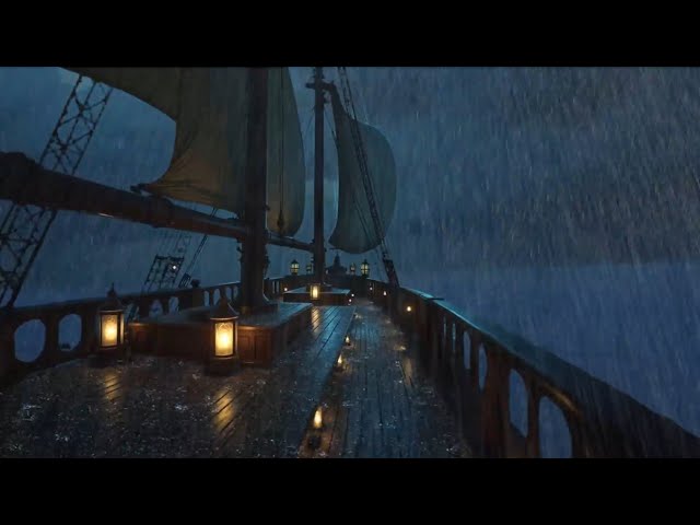 rain looks at night on a calm sea - 불면증을 극복하고 평화로운 비오는 밤 바다에서 휴식을 취하세요