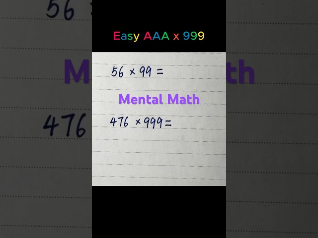 999 x AAA Made Easy #maths  #challenge #mathematics #quiz