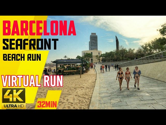 Virtual Run | Barcelona Beach | Running Video 4K | Treadmill Workout #039