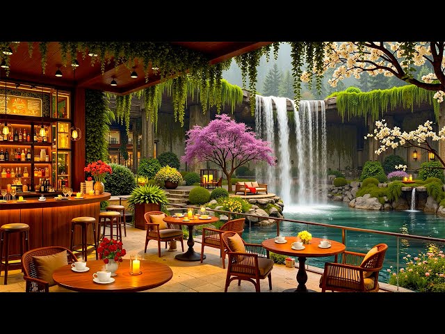 ☕ Peaceful Spring Morning in Cozy Coffee Shop Ambience with Soothing Jazz Music & Gentle Birdsong