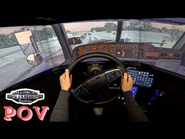 American Truck Simulator POV Experience | Challenging School Bus Delivery Through Heavy Snow