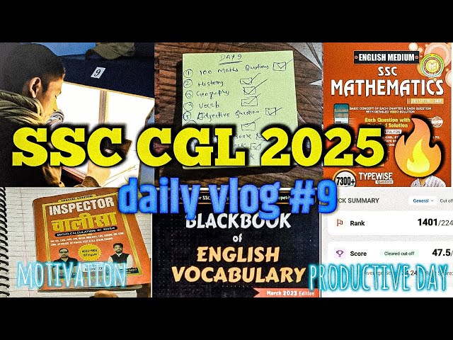 ssc cgl study vlog 2025 📕 *productive vlog* ssc cgl study vlog | day 9