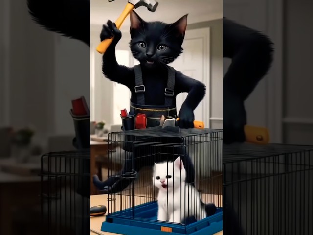 Black cat safe the friend #shortvideo #2025 #cute #aicat #greenscreen #remix