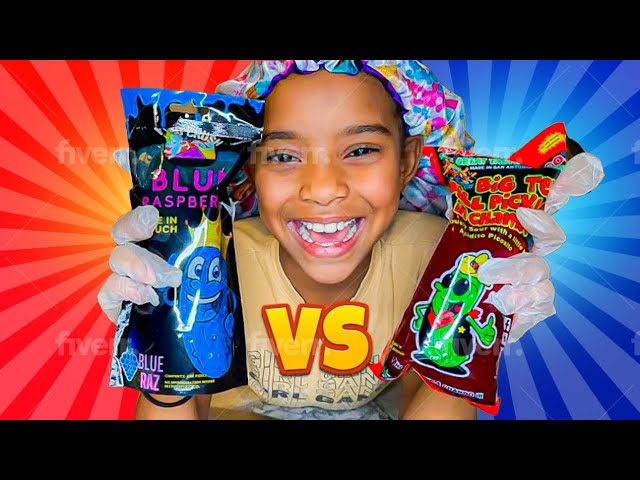 Chamoy Pickle Challenge!! Blue VS Red