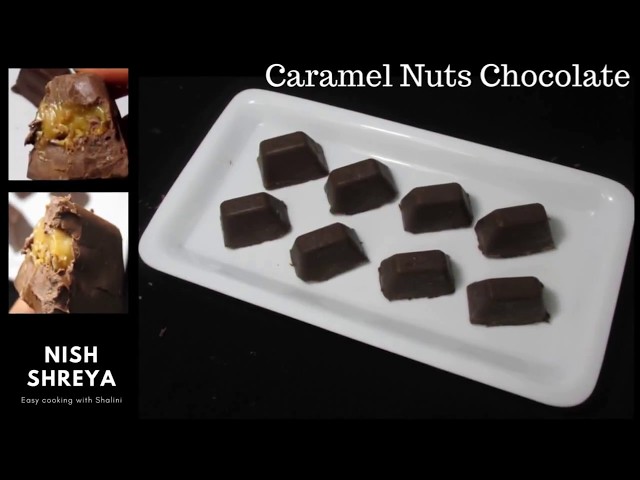 Caramel Nuts Chocolate | Homemade Mold Chocolate | Ice cube Tray Molded Chocolate Recipe