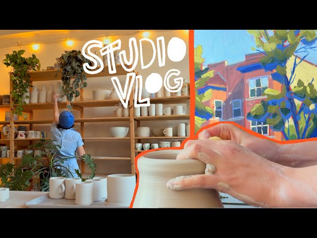 pottery studio vlog ✧ full-time artist oil painting, wheel-throwing, and recovering from injury  ✧