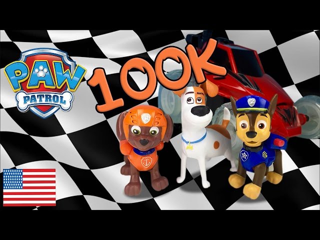 Paw Patrol Race car competition against Secret Life of Pets Vida Secreta de las Mascotas