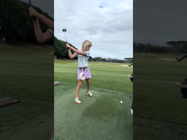 6 year old Julia is hitting a golf ball #golf #golflove #golfskill #golflife #golftips #golfkids