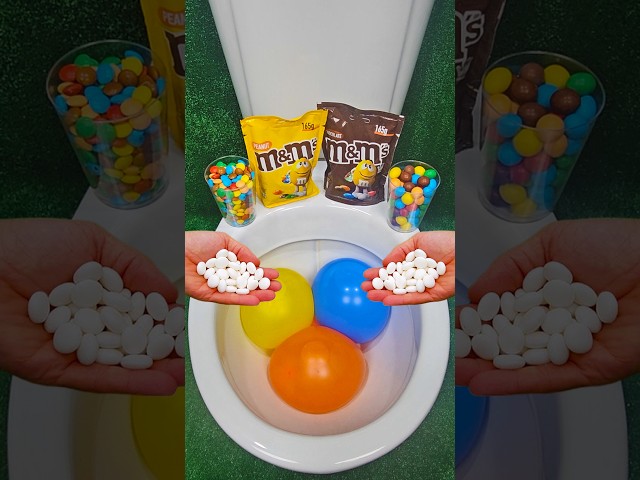 Experiment !! Colorful Candy vs Rainbow Water Balloons in Toilet