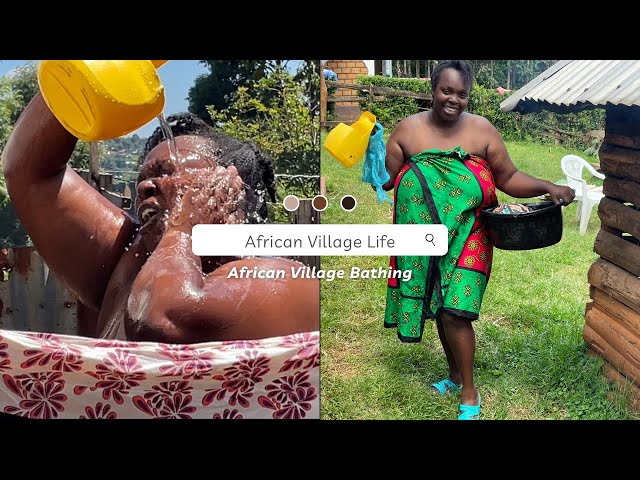 Taking a bath in my village bathroom .African Village Girl’s life