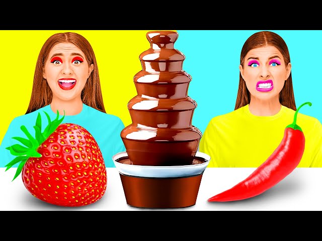 Chocolate Fountain Fondue Challenge | Crazy Challenge by Happy Fun