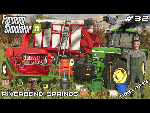 HARVESTING GRASS SILAGE WITH JOHN DEEREs | Animals on RIVERBEND | Farming Simulator 25 | Episode 32