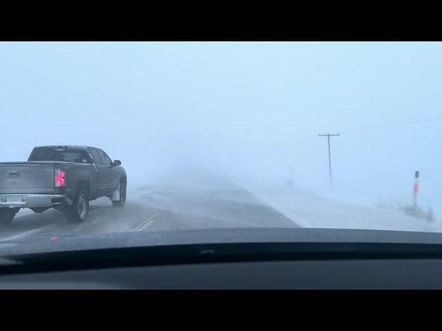 Driving on Blizzard Storm