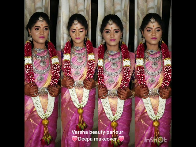 Makeup hairdo jewelry set and Saree draping done by Deepa Varsha beauty parlour kumbakonam