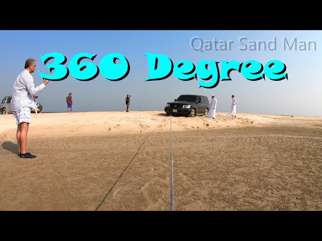 360 Degree video, recovery of a Toyota Land Cruiser from sand on the coast of the Arabian Gulf