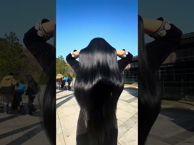 Black hair like a waterfall