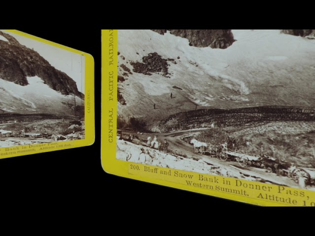 Bluff and snow bank in Donner Pass, late 1860s (VR 3D still-image)