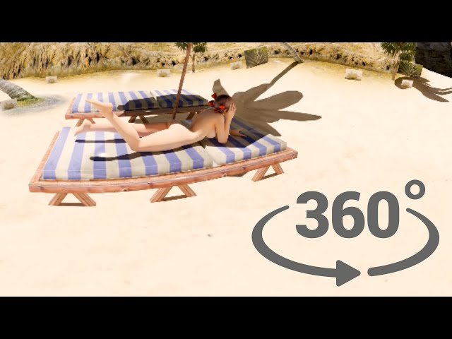 360 VR Girl resting on the beach