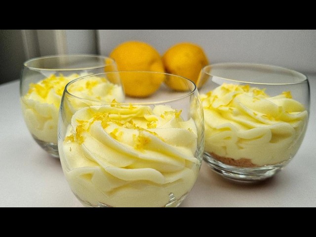 Creamy lemon mousse in 5 minutes - No eggs, no bake lemon dessert