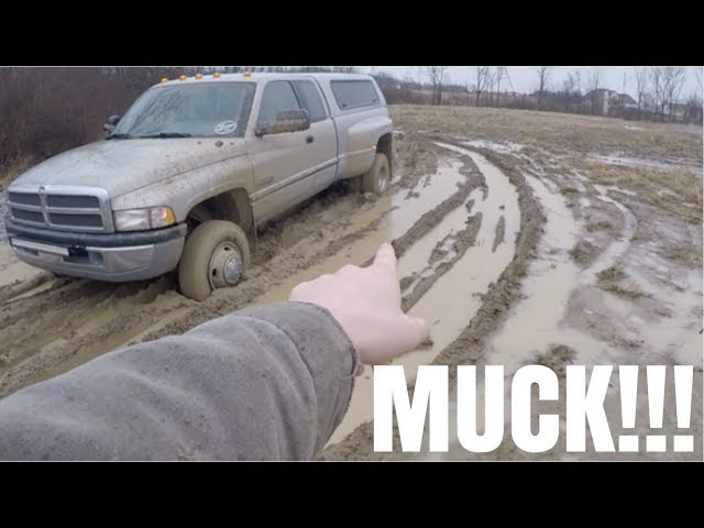 MUDDING IN A STOCK DUALLY 5 SPEED 12 VALVE CUMMINS!!!