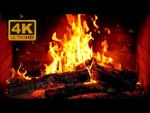 🔥 Cozy Fireplace 4K (12 HOURS). Fireplace with Crackling Fire Sounds. Fireplace Ambience