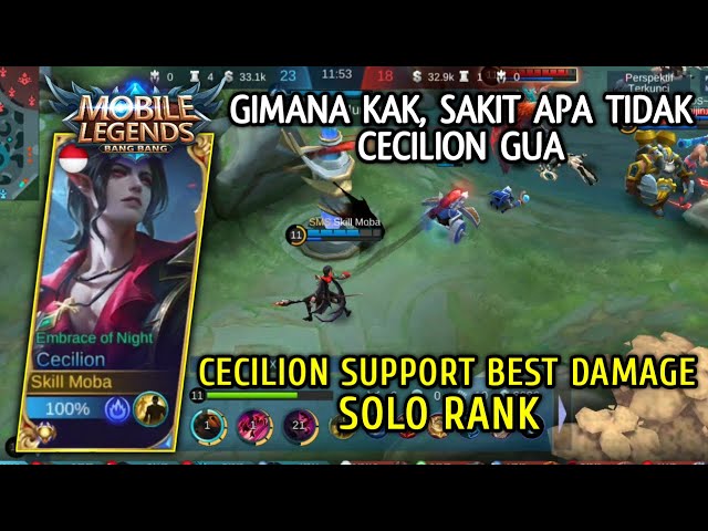 Cecilion Support Best Damage Replay Gameplay Solo Rank - Skill Moba | Mobile Legends