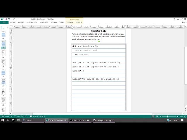 LBOA 2.0 | Challenge 12 | Python Function to add two integers