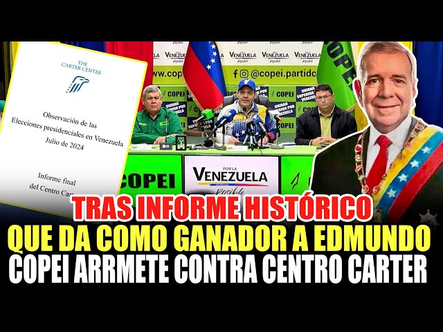 TRAS INFORME QUE DA COMO GANADOR A EDMUNDO GONZÁLEZ EL PARTIDO COPEI ARREMETE CONTRA CENTRO CÁRTER