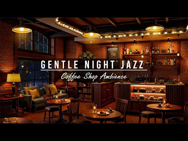 Smooth Piano Jazz Music 🌧️ Cozy Coffee Shop Ambience with Gentle Night Rain for Relaxation, Sleeping