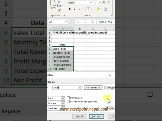 Find All Cells with a Specific Word Instantly!
