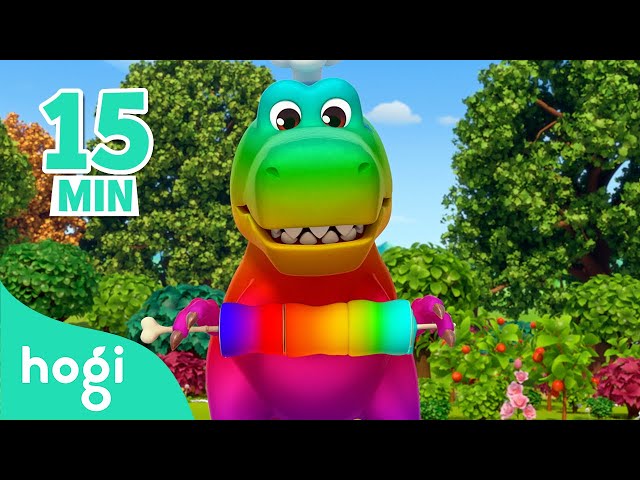 Learn Colors with Dinosaur Cooking｜15 min｜Learn Colors for Kids｜Compilation｜3D Kids｜Hogi Colors