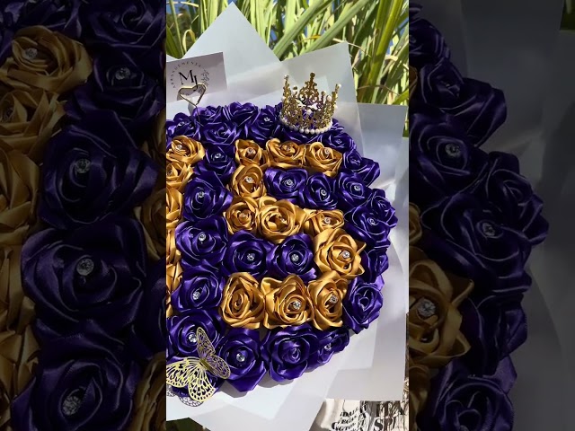 Elegant quince bouquet with eternal roses #bouquet #flowers #purple #gold